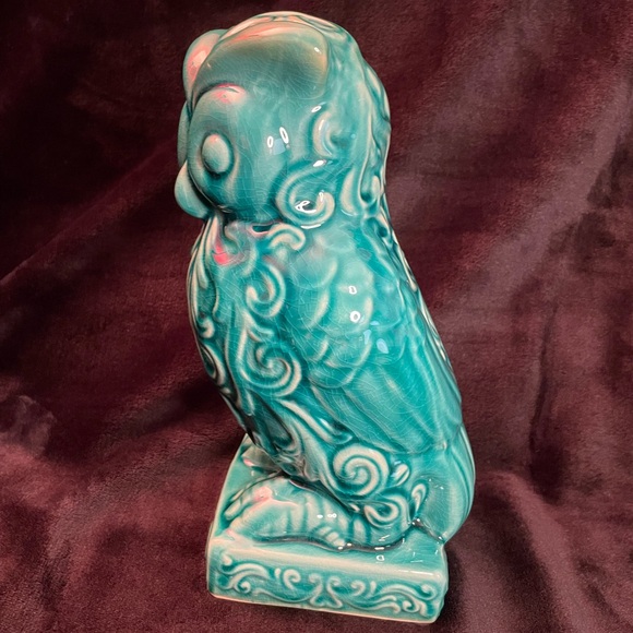 Rare Vintage 1980’s MCM Ceramic Teal Blue Owl Statue - Picture 2 of 9